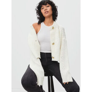 Everlane Women’s Lofty Knit Alpaca Merino Wool Blend Ivory Cardigan - Size S